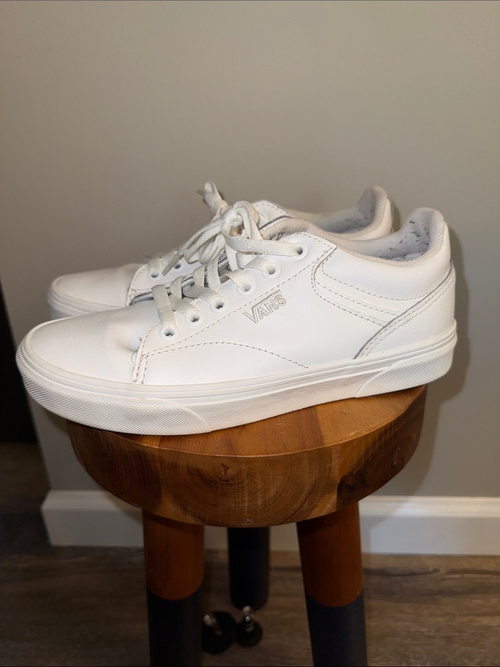 Vans White Low-Top Leather Sneakers